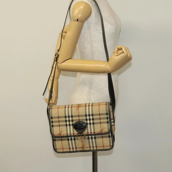 BURBERRY Nova Check Shoulder Bag PVC Beige Gold Auth 136729 - Picture 13 of 15